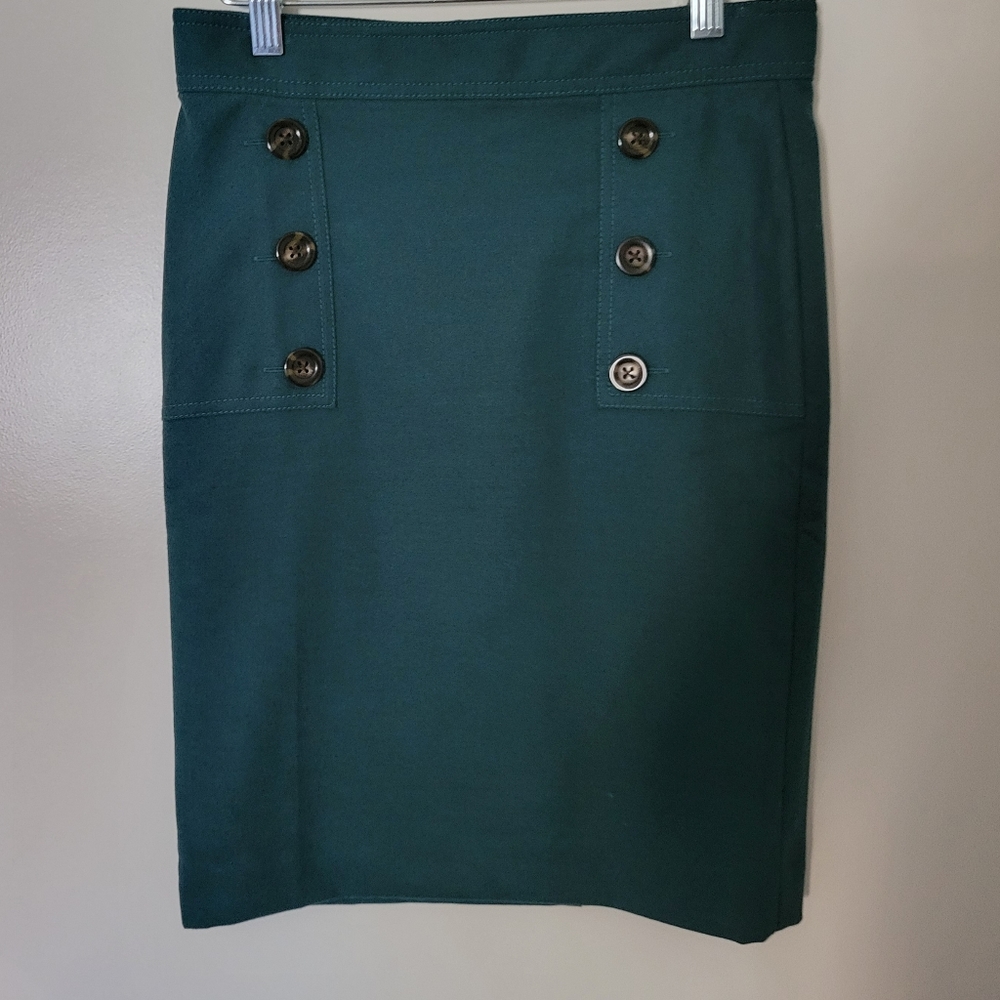 Ann Taylor skirt in teal blue sailor button in size 0 petite NWT